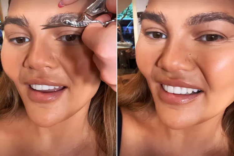 Chrissy Teigen Shares Video of Her Getting Her Eyebrows Trimmed: 'Time for My Haircut'